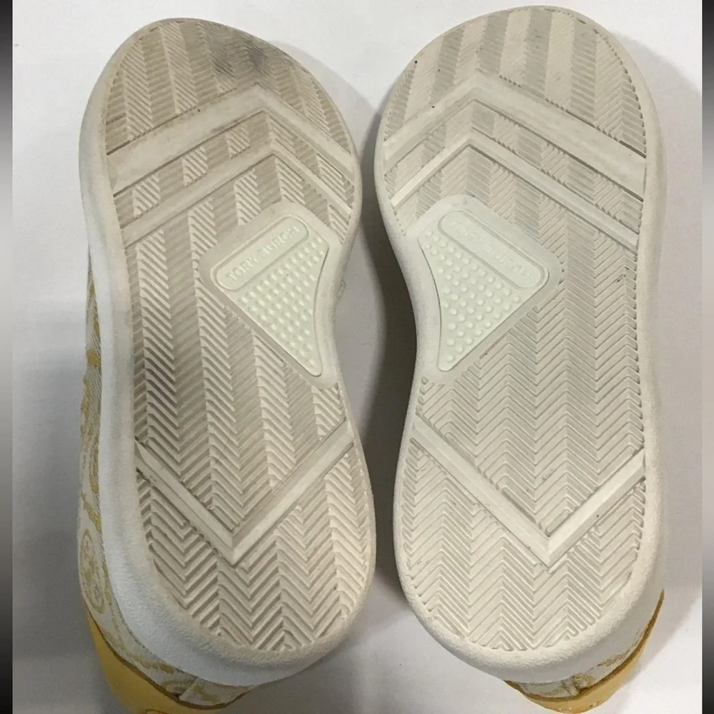 Women’s Tory Burch T Monogram Howell Court Sneaker Size 6.5M Yellow